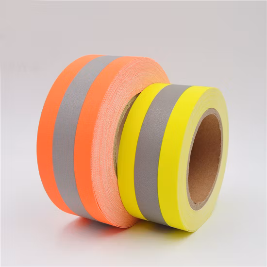Fluorescent Yellow Flame Retardant Grade Cotton Reflective Warning Tape